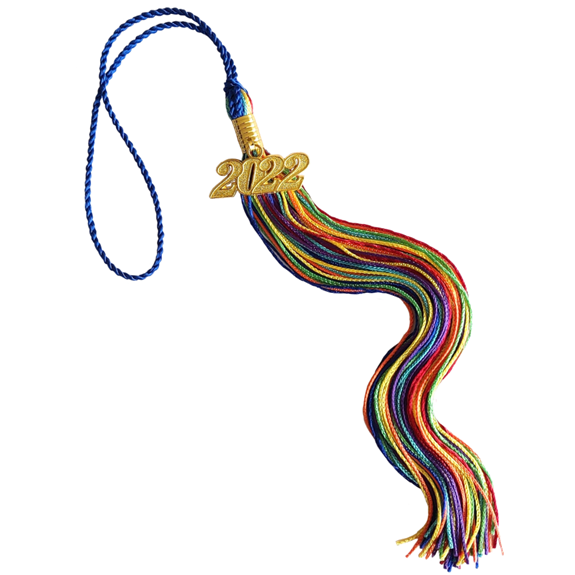 Rainbow tassel with gold 2022 year date