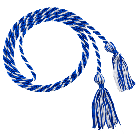 Royal blue and white variegated honor cord